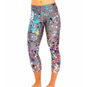 TEREZ splatter paint capri leggings Sz L, worn 2x